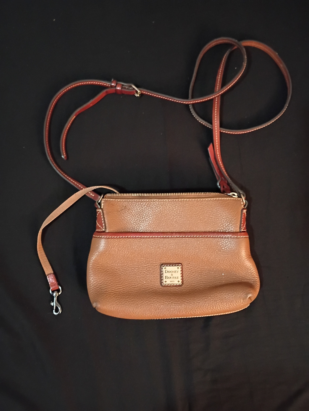 Dooney & Bourke Brown Pebble Leather Crossbody with Contrast Trim
